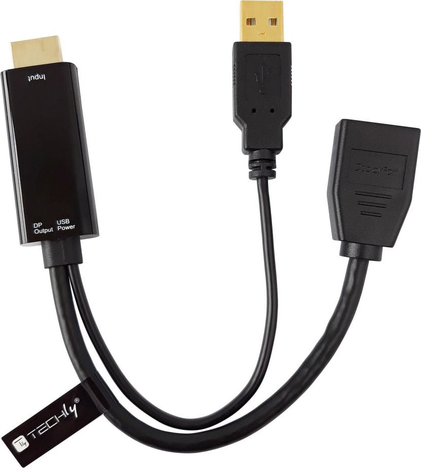 Adaptor AV Techly HDMI - DisplayPort + USB-A negru (ICOC HDMI-DP12A)