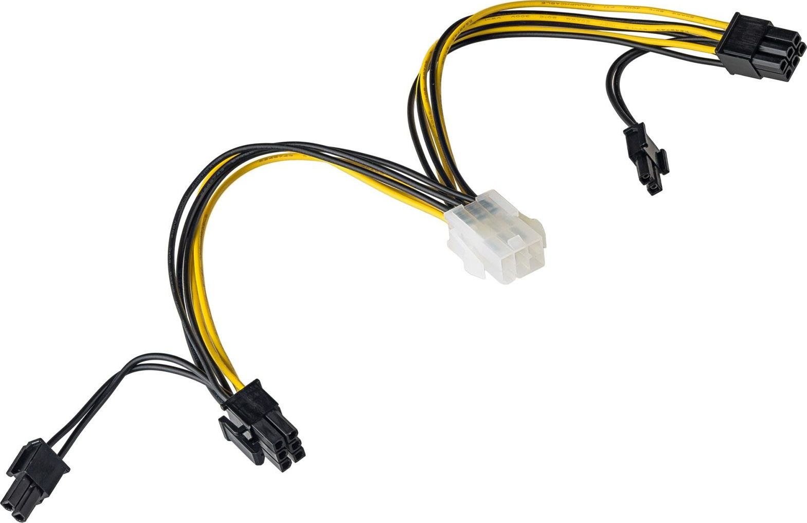 Cabluri - Adaptor cu cablu , Akyga , AK/CA/ 55 PCIE 6 pin (mama) / 2x PCIE 6+2 pin (tata) 2x , 0.15 m , balben cu negru
