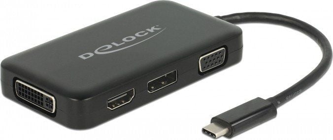 Adaptor Delock 63929 USB-C la VGA / DVI / Displayport / HDMI Socket, Negru