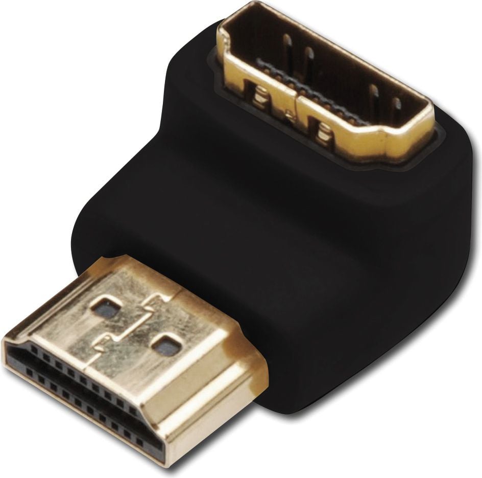 Adaptor HDMI tata la HDMI mama, la 90 grade, 3D, ASSMANN, versiune HDMI 2.0, ecranat, negru