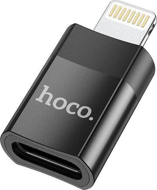 Adaptor Hoco UA17, mama USB-C la tata Lightning, 2A, Negru