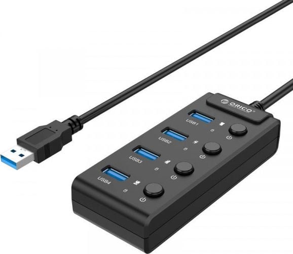 Hub-uri - Adaptor HUB 4-in-1 Orico USB - 4x USB 3.0, Negru
