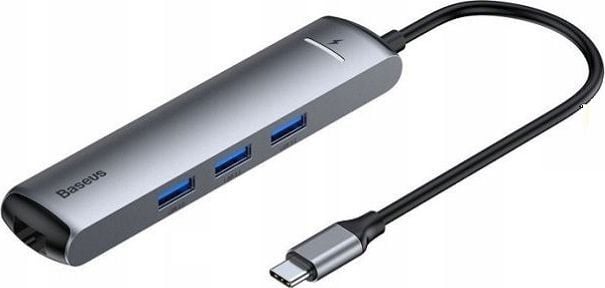 Adaptor HUB aluminiu 6-in-1 Baseus USB Type-C - 1x USB Type-C, 3x USB 3.0, 1x HDMI, 1x LAN