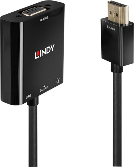 Adaptor Lindy LY-38285, HDMI - VGA, Black