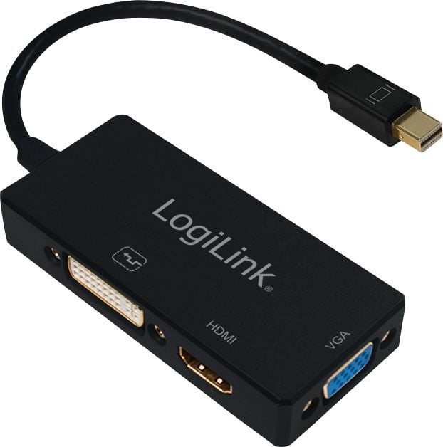 Adaptor Logilink, Mini DP la HDMI / DVI/ VGA, Negru