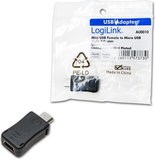 Adaptor Mini USB 2.0 (M) la Micro USB 2.0 (T), LogiLink AU0010