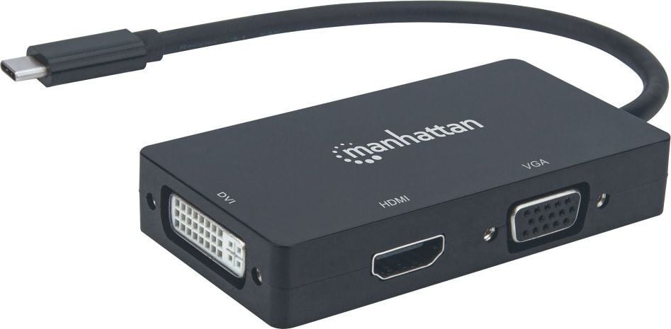 Adaptor multiport Manhattan 152983, USB-C 3.1 pana la HDMI / DVI / VGA 4K / 1080p