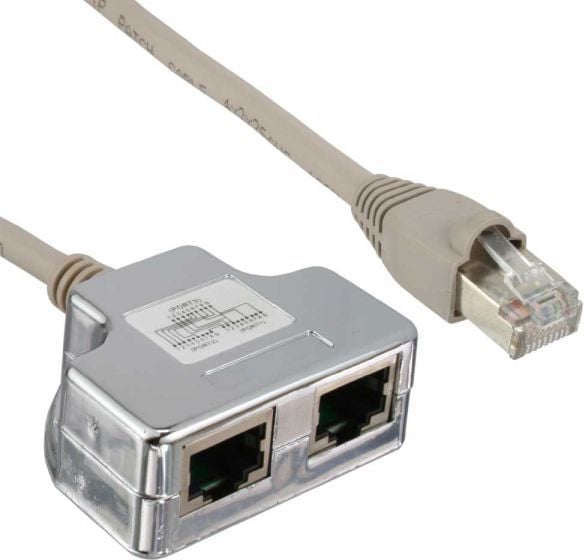 Adaptor T InLine ISDN Cat.5e RJ45 tată - 2x RJ45 mamă 15cm (69995I)