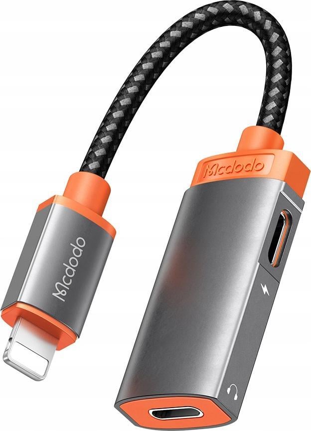 Adaptor USB Mcdodo Lightning - mufă 3,5 mm argintie (CA-0490)