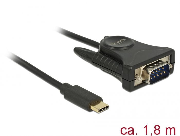 Adaptor USB-C la Serial RS232 1.8m, Delock 62964