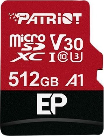 Adaptorul pentru card de memorie Patriot Memory EP Pro PEF512GEP31MCX (512GB, clasa 10, clasa A1 clasa U3, V30; card de memorie adaptor)