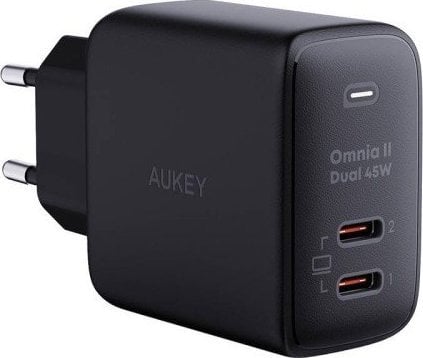 Ładowarka Aukey Ładowarka sieciowa Aukey PA-B4T, 2xUSB-C, 45W (czarna)