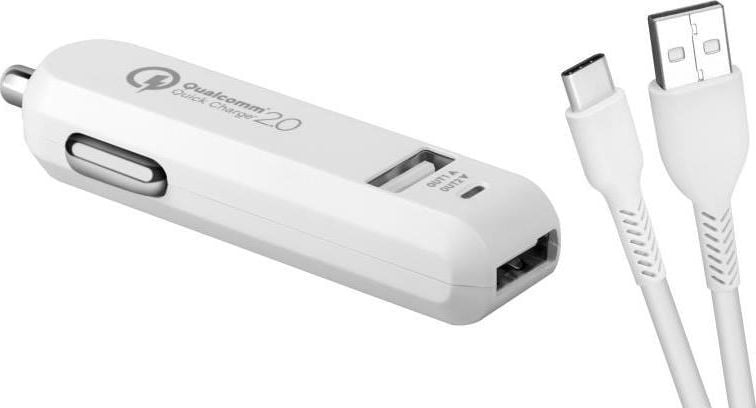 Avacom Carmax 2 nabíječka (cablul C-USB) car 2x Qualcomm Quick Charge 2.0 barva Bílá