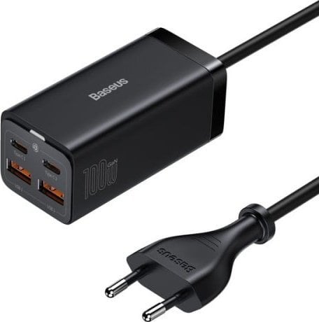 Încărcător Baseus Baseus GaN3 Pro 2xUSB-C + încărcător de perete 2xUSB, 100W (negru)