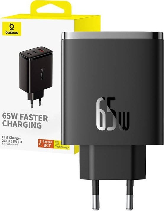 Ładowarka Baseus Ładowarka sieciowa Baseus OS-Cube Pro 2xUSB-C + USB, 65W (czarna)