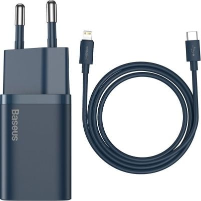 Incarcator rapid Baseus, USB-C, 20 W, 1 m, Albastru (TZCCSUP-B03)