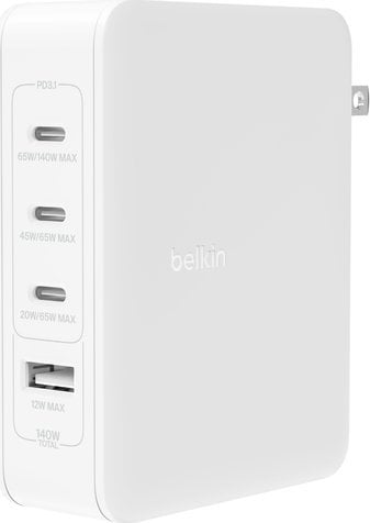 Ładowarka Belkin Ładowarka cienna 140W 4-ports (3xC 1xA) UK, EU, US Plugs biała