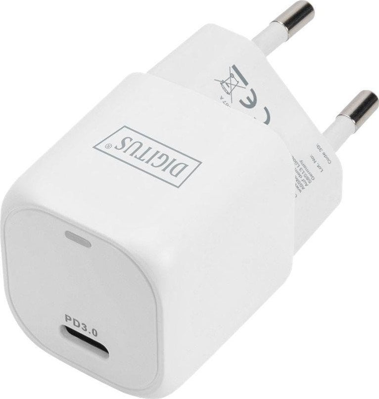 Încărcător Digitus Încărcător de perete mini adaptor de alimentare 1x USB-C PD 3.0 20W Alb