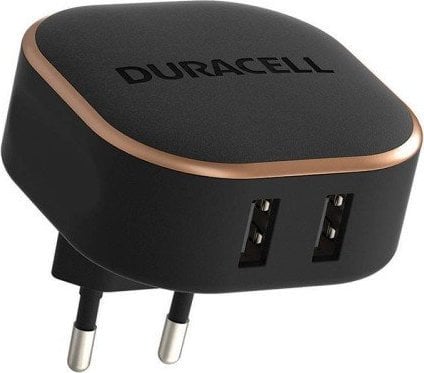 Încărcător Duracell Încărcător de perete Duracell 2xUSB 2.4A 24W (negru)