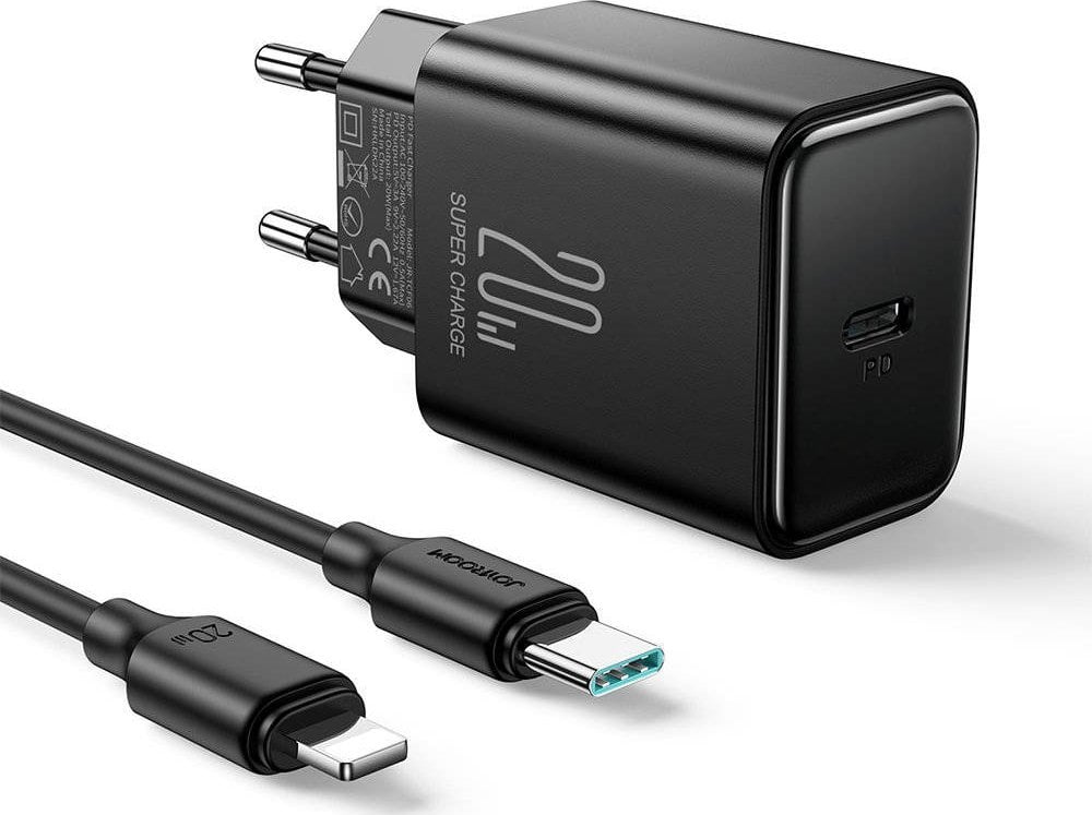 Ładowarka Joyroom Ładowarka sieciowa Joyroom JR-TCF06 USB-C 20W PD + kabel USB-C/Lightning czarna