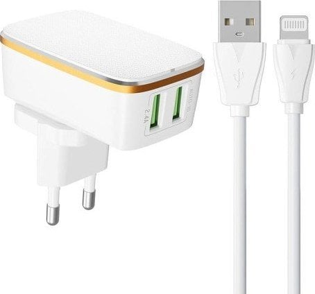 Încărcător LDNIO Încărcător de perete LDNIO A2204 2USB + Cablu Lightning