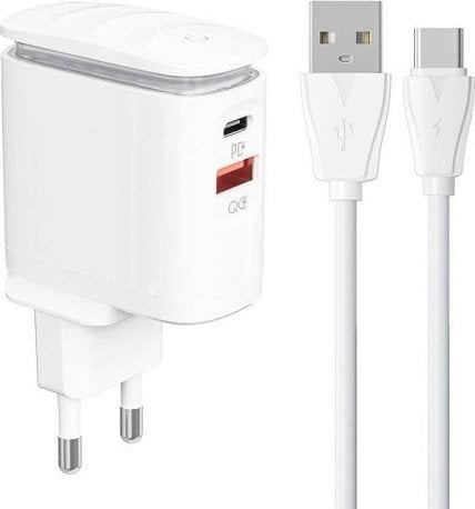 Încărcător LDNIO Încărcător de perete LDNIO A2423C cablu USB, USB-C + USB-C