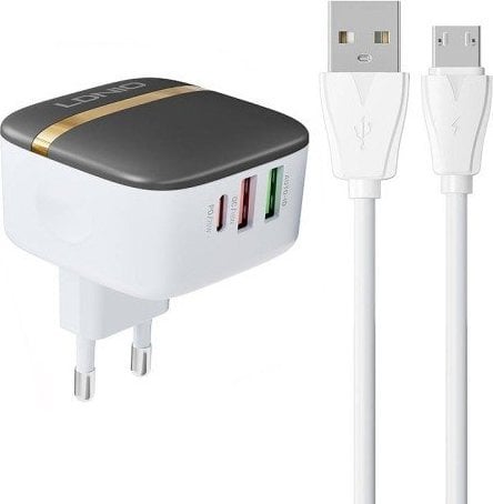 Încărcător LDNIO Încărcător de perete LDNIO A3513Q 2USB, USB-C 32W + cablu MicroUSB