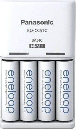 Incarcator Panasonic Eneloop Basic, include 4 x Eneloop R6 AA 2000mAh, K-KJ51MCD40E