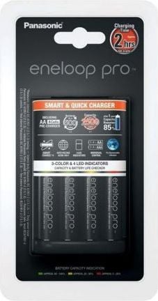 Incarcator Panasonic Eneloop Pro, incarcare 2h + 4 acumulatori Eneloop Pro AA 2500 mah