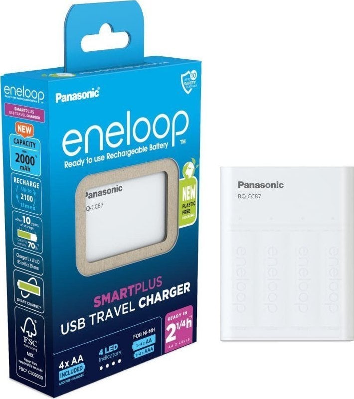 Încărcător de călătorie USB Panasonic Eneloop Smart Plus BQ-CC87 (K-KJ87MCD40USB)