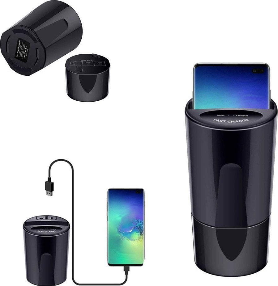 Încărcător auto Strado Charger X9 3in1 Fast Wireless Cup 10W Qi