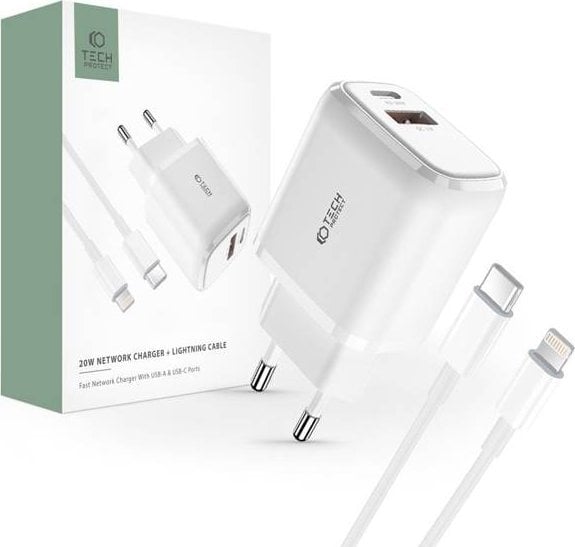 Încărcător Tech-Protect 1x USB-A 1x USB-C 3 A (THP1535)