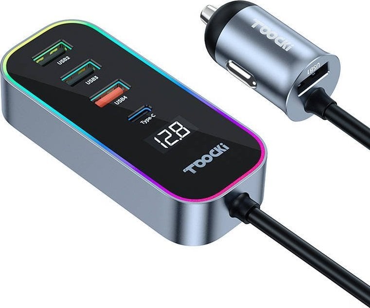 Ładowarka Toocki Ładowarka samochodowa Toocki 4xUSB + USB-C, 105W (szara)