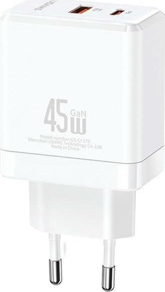 Ładowarka Usams Ładowarka sieciowa USB-C+USB-A 45W GaN PD 3.0