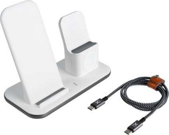 Incarcator Wireless Xtorm, suport 3-in-1 pentru iPhone, Alb/Gri