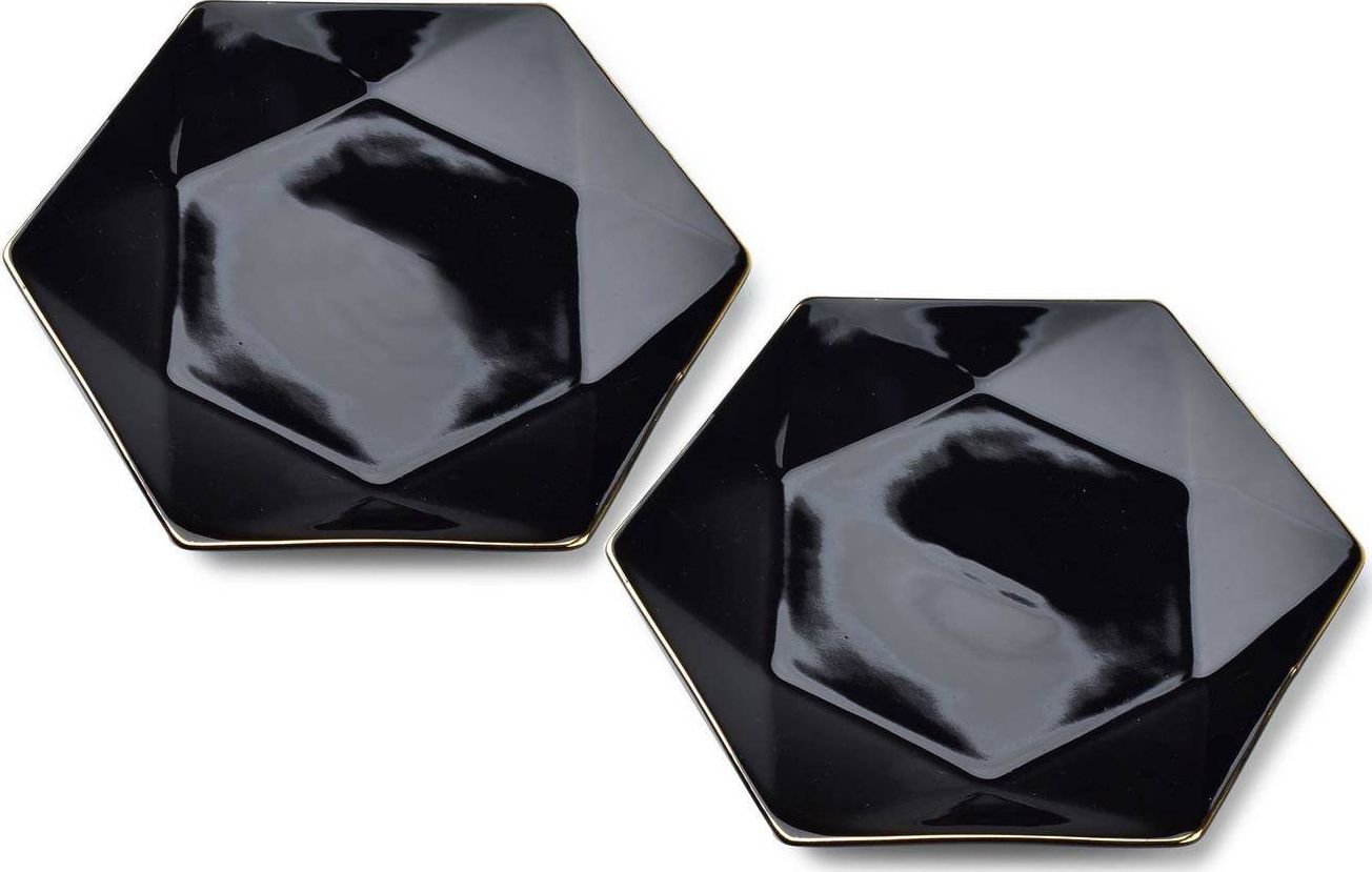 Afek Design RALPH BLACK Set 2 farfurii desert 24,5cm x 21cm x h2cm