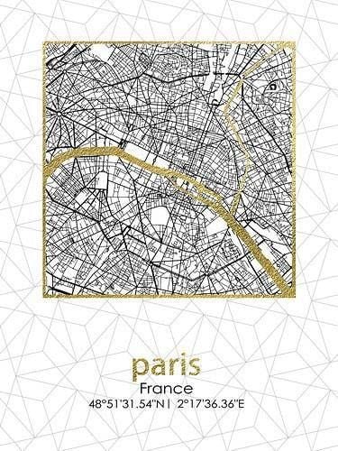 Afek Design Tablou Paris City Plan 45x60x1.8 cm