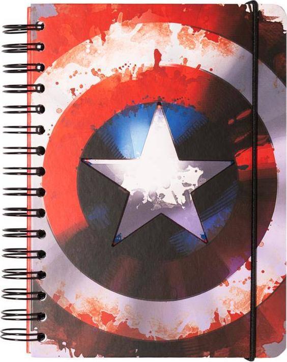 Agenda Marvel Captain America Jurnal, A5, 90 de file, spirala exterioara, cu elastic si buzunar interior, produs licentiat