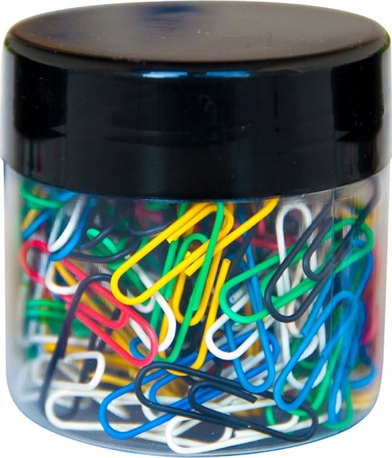 Agrafe Q-Connect Rotunde 28mm 150buc Într-un borcan de plastic amestec de culori