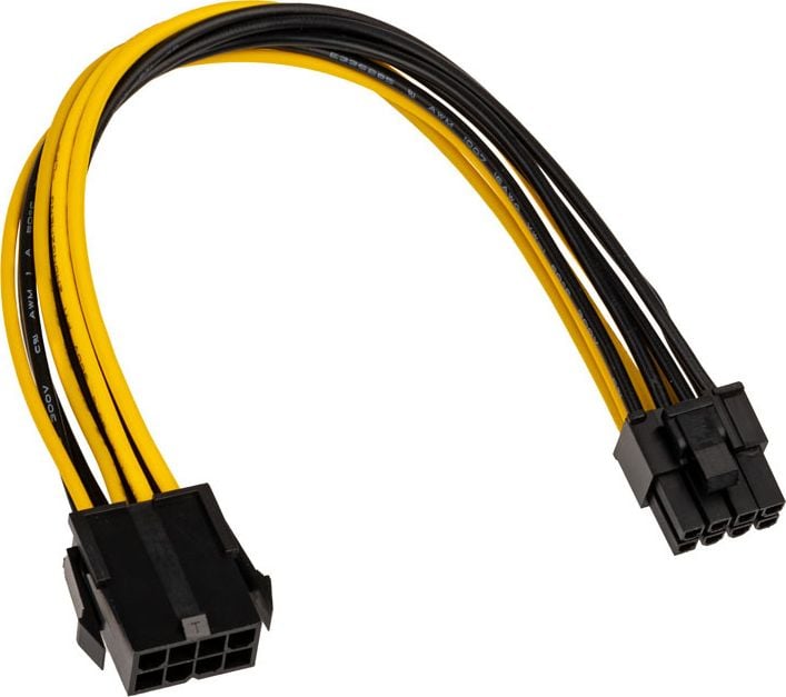 Akasa PCIe 8 pini - ATX/EPS 8 pini, 0,2 m, negru/galben (AK-CBPW23-20)