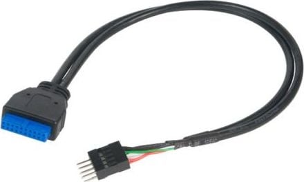 Akasa USB 19 pini - USB 9 pini, 0,3 m, negru (AK-CBUB36-30BK)