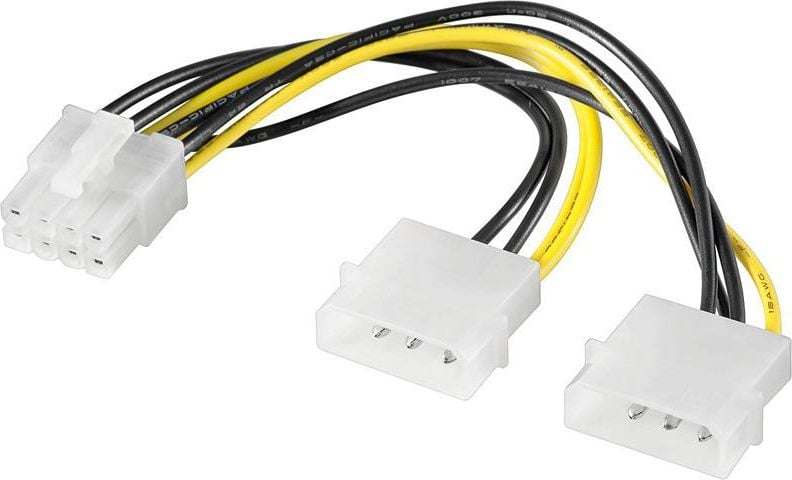 Cablu de alimentare , Akyga , AK/CA/29 2x Molex / PCI Express 8pin , 0.15 m , negru cu galben