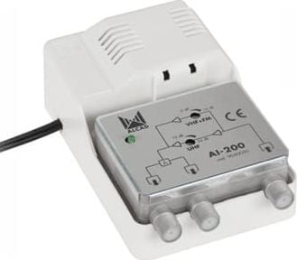 Amplificator profesional CATV putere marita cu 2 iesiri pentru interior, castig 24 dB, cale inversa internet , Alcad AI-200