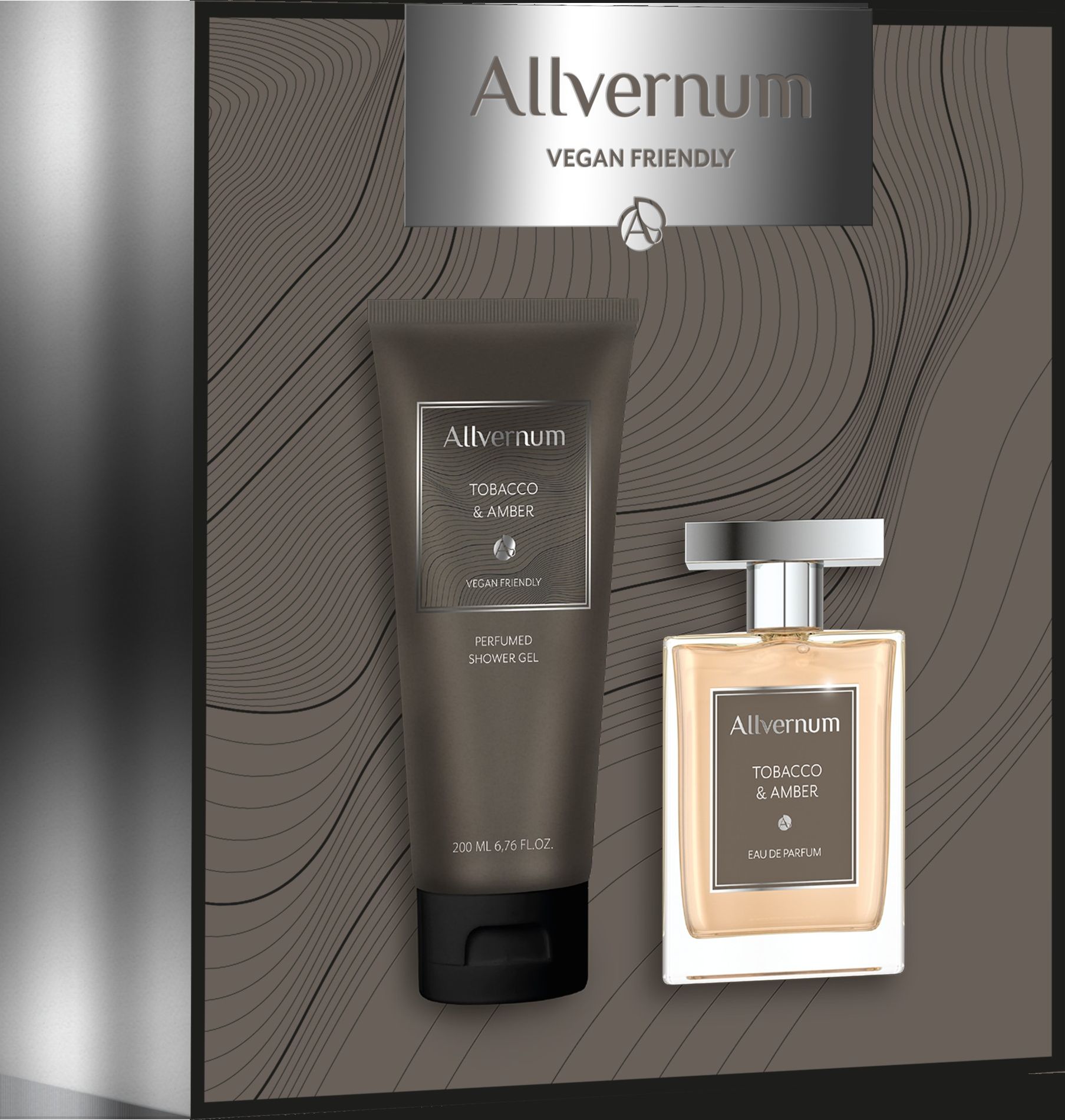 Set Allverne pentru barbati Tobacco&Amber Edp 100ml+gel 200ml