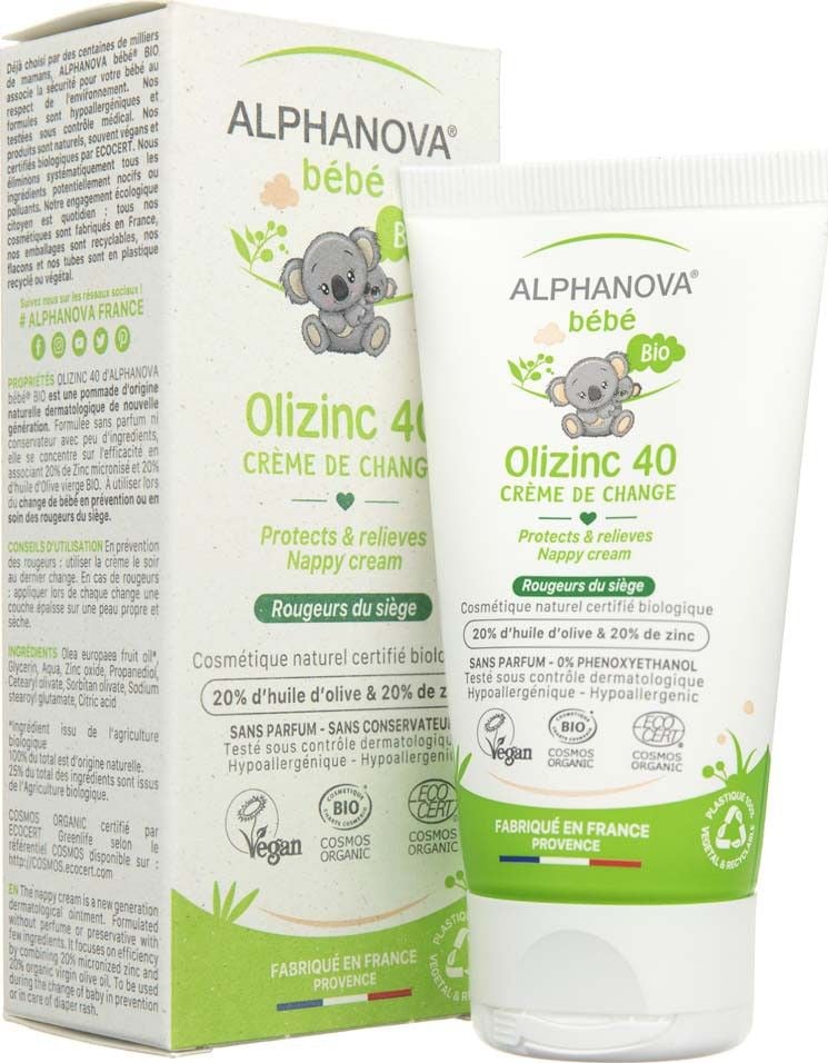 ALPHANOVA BEBE Alphanova Bebe, Cremă împotriva frecării, Olizinc 40, 50 g