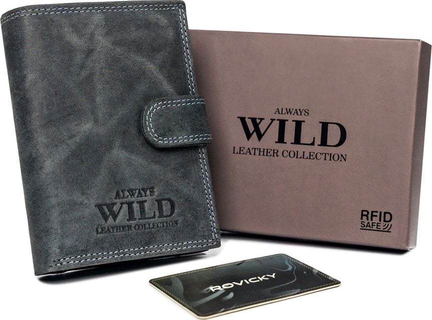 Always Wild Pionowy, zapinany portfel męski z zewnętrzną kieszonką na kartę Always Wild Nie dotyczy