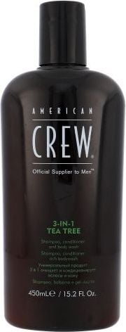 American Crew 3-IN-1 Sampon, balsam si gel de gel pentru corp Tea Tree - Sampon de par pentru barbati 450 ml