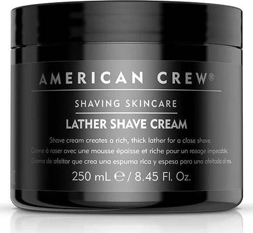 Crema de ras AMERICAN CREW_ Shaving Skincare Lather Shave Cream este o crema de ras pentru barbati destinata utilizarii umede, cu o capacitate de 250 ml.