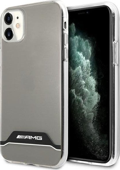 AMG AMHCN61TCBW Carcasă rigidă transparentă/transparentă pentru iPhone 11 de 6,1 inchi Electroplate Alb&amp;Negru
