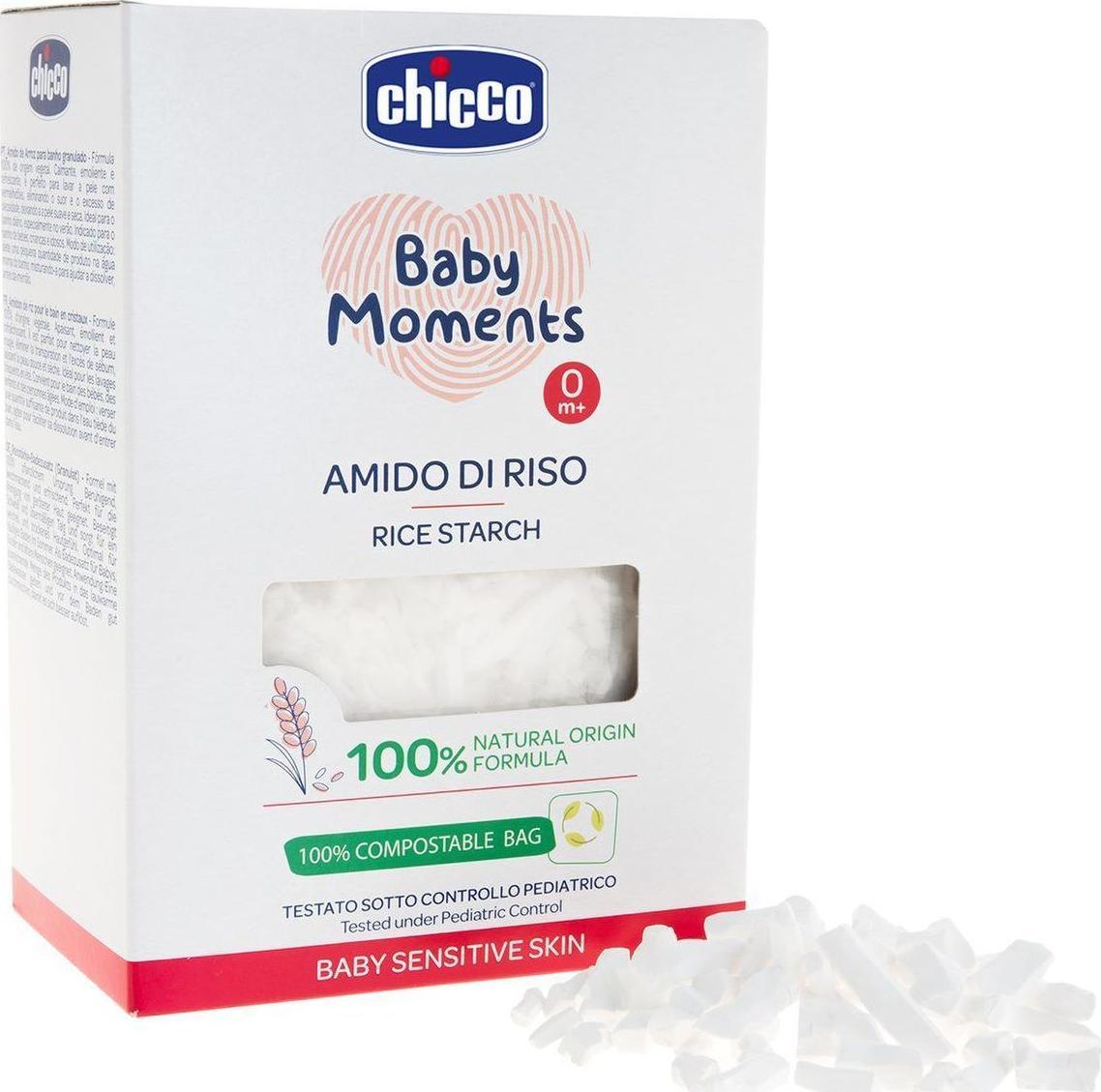 Amidon Dermatologic Chicco din Orez pentru Baie Baby Moments Sensitive, 250g